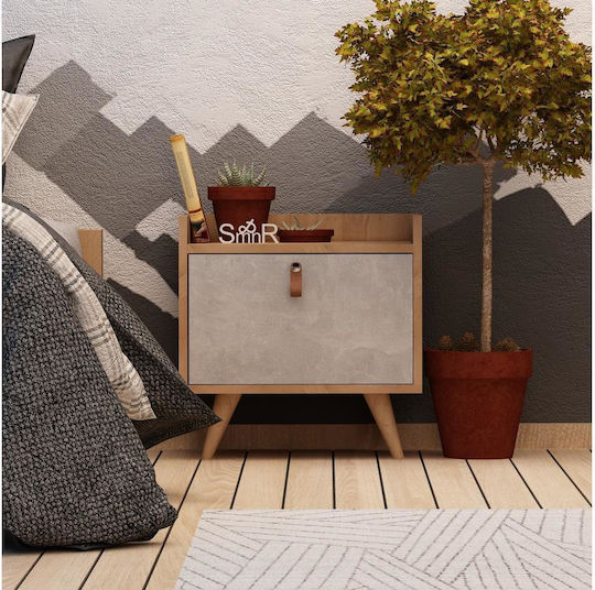 Bedside Table Paju Wooden Beige 55x50x55cm