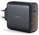 Aukey Ladegerät ohne Kabel GaN mit USB-A Anschluss und 3 USB-C Anschlüsse 100W Stromlieferung Schwarzs (PA-B7S)