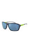 Men's Sunglasses with Horn-Rimmed Frame Matte Blue Mirror