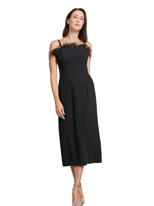 Matis Fashion Midi Φόρεμα με Τιράντα Μαύρο