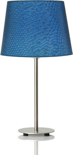 Veis Metal Table Lamp for Socket E14 with Blue Shade and Silver Base