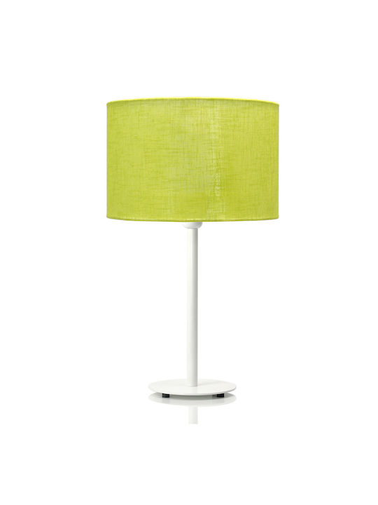 Veis Fabric Table Lamp for Socket E27 with Green Shade and White Base