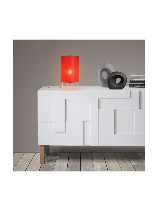 Veis Fabric Table Lamp for Socket E14 with Red Shade and White Base
