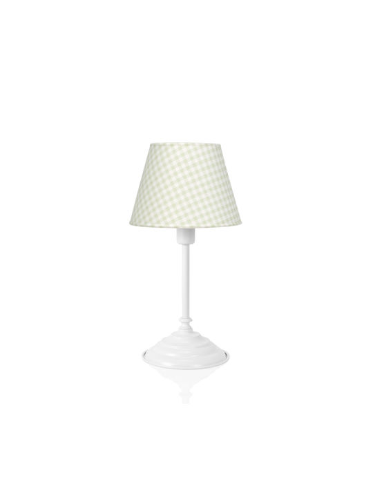 Veis Metal Vintage Table Lamp for Socket E14 with Green Shade and White Base