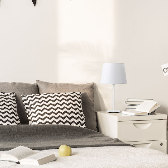 Veis Fabric Table Lamp for Socket E14 with Shade and White Base