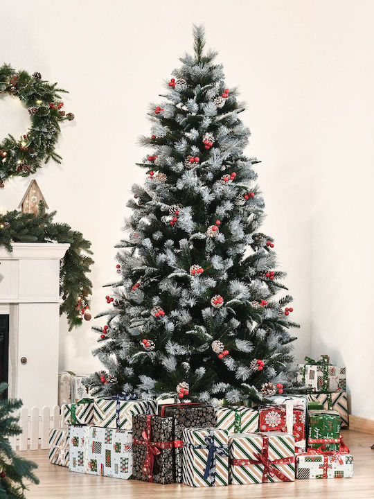 Snowy Christmas Green Tree with Metallic Base H180cm