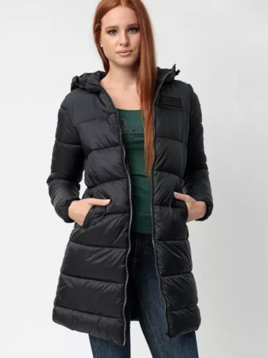 Devergo Kurz Damen Puffer Jacke für Winter Black