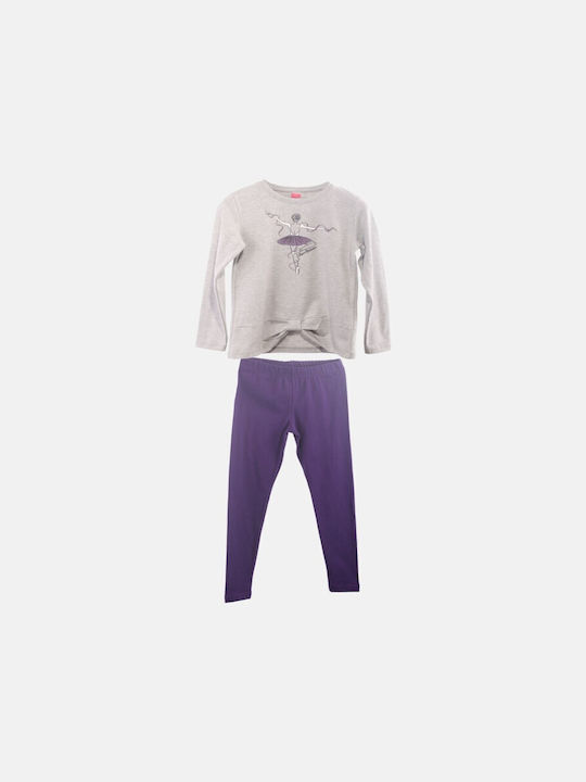 Joyce Kids Set with Leggings Winter 2pcs White / Purple