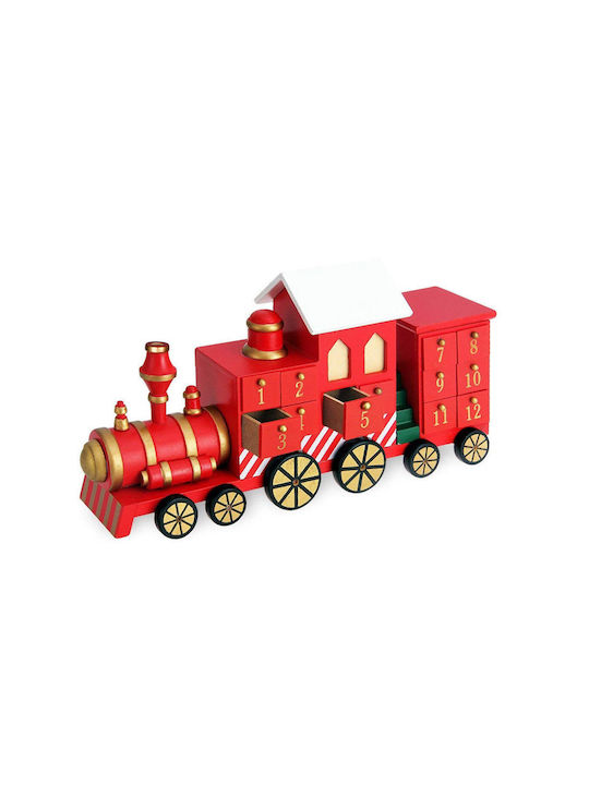 Bakaji Christmas Wooden Figure Train Red Height 41cm