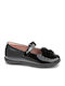Kids Patent Leather Ballerinas with Hoop & Loop Closure Black