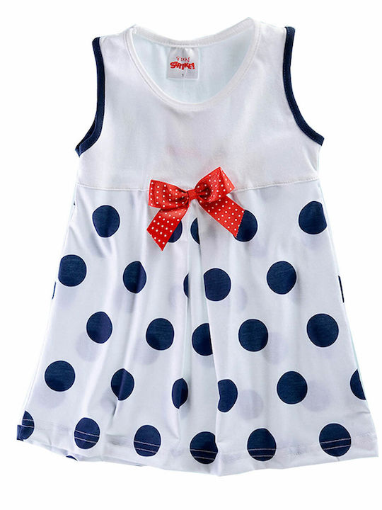 Funstrike Rochie pentru Copii Polka Dot Fără mâneci Alb