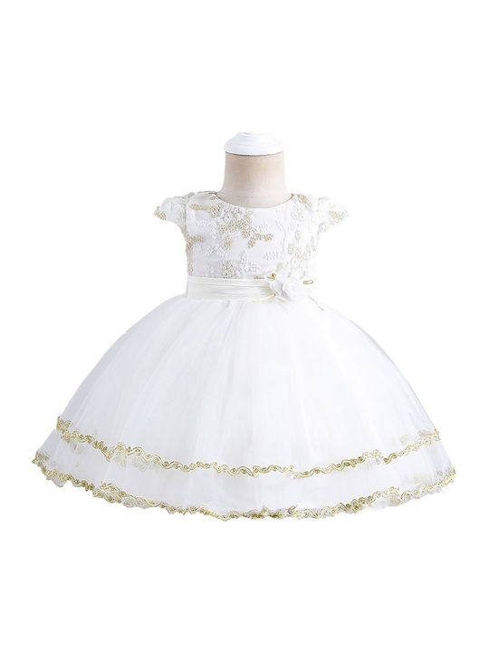 Kids Dress for Flower Girl Floral White