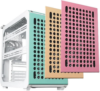 CoolerMaster Qube 500 Flatpack Macaron Edition Gaming Full Tower Computer Case with Window Panel Pink