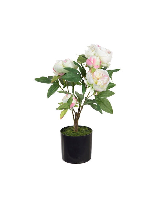 BigBuy Artificial Plant in Pot Peony 44cm 1pcs