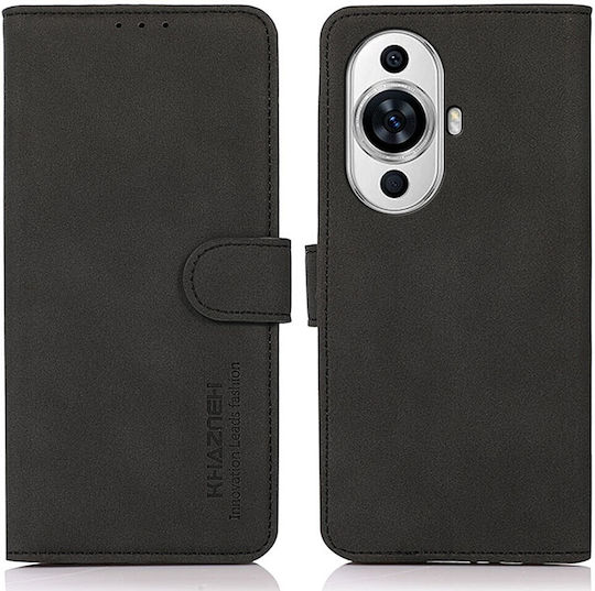 Khazneh Litchi Skin Texture Back Cover Δερμάτινο Μαγνητικό Μαύρο (Huawei Nova 11 Pro)