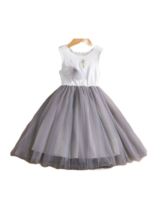 Children's Dress Sleeveless Tulle Gray