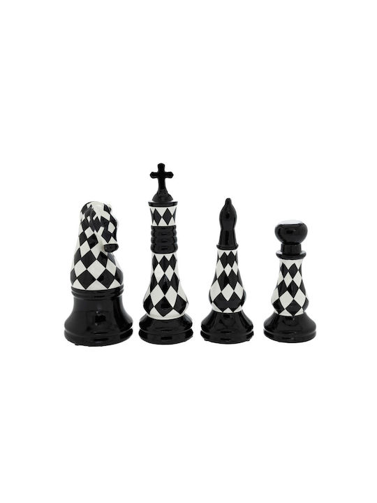 Iliadis Set of Decorative Chess Pawns made of Ceramic Material Black and White 4pcs