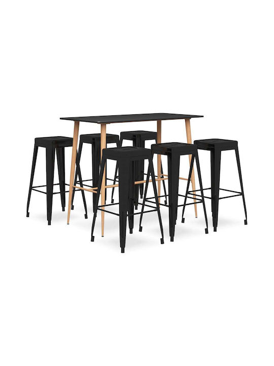 Outdoor Bar Set 7 Pieces Black