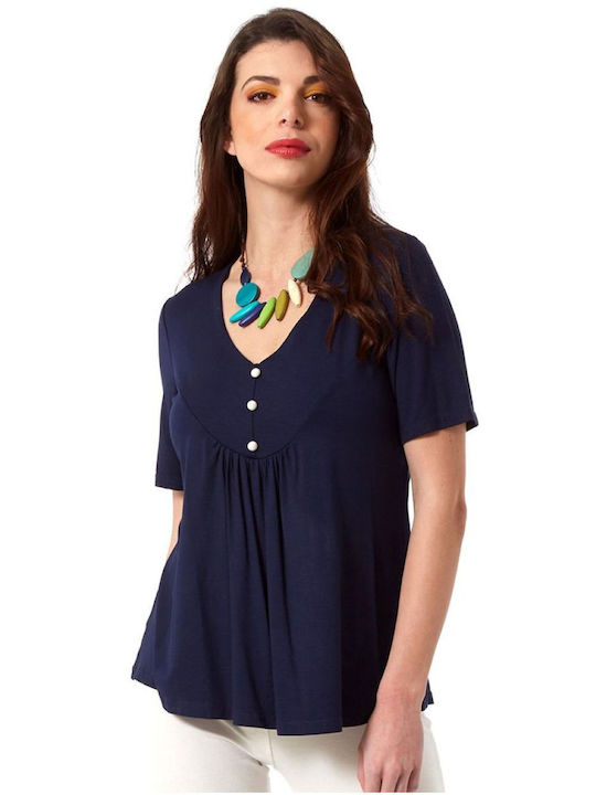 Anna Raxevsky Women's Blouse Short Sleeve Blue