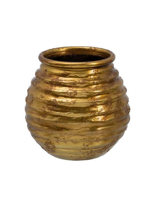 BigBuy Flower Pot 32x35cm Gold S8802968