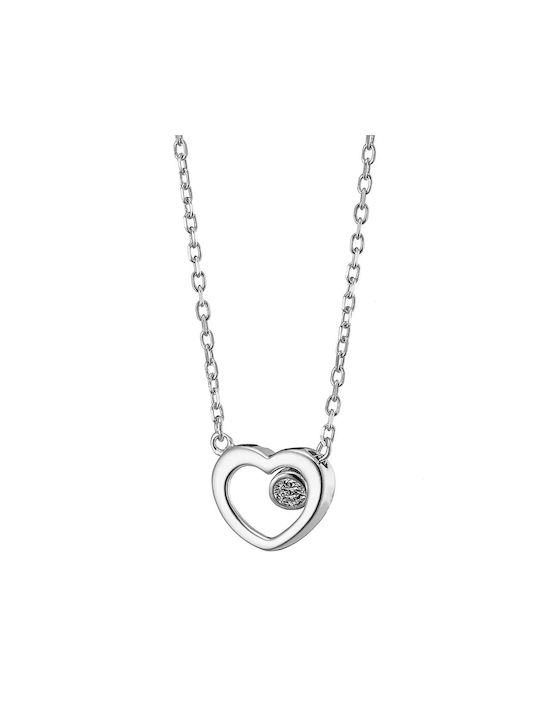 Oxzen Necklace with design Heart from Silver with Zircon