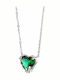 Oxzen Necklace with design Heart from Gold Plated Silver with Zircon