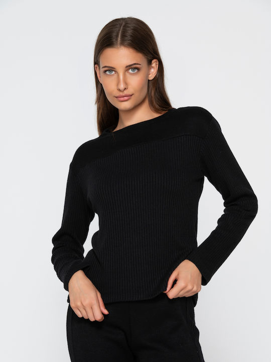 Luna Damen Bluse Langärmelig Black