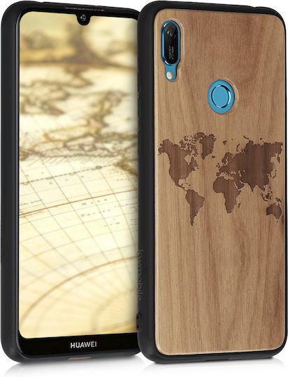 KWmobile Travel Outline Umschlag Rückseite Hölzern (Huawei Y6 Prime 2019)