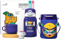 NOHOO Plastic Kids Water Bottle Thermos with St...