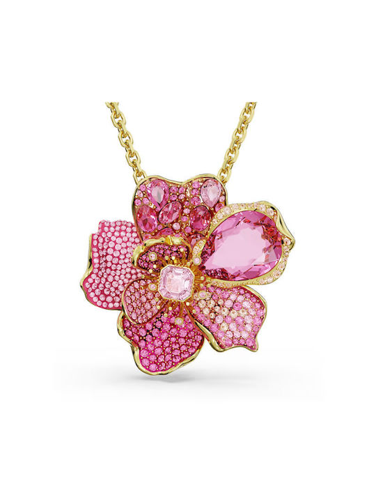 Swarovski Florere Pavé Necklace with design Flower with Rose Gold Plating