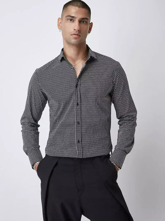 Stefan Fashion Long-sleeved Cotton Shirt Black