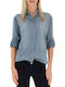 Women's Polka Dot Long Sleeve Shirt Blue