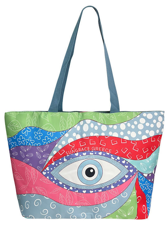 Sungrace Fabric Beach Bag with design Eye Green