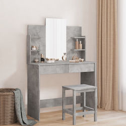 Wooden Makeup Dressing Table Gray with Mirror 96x39x142cm