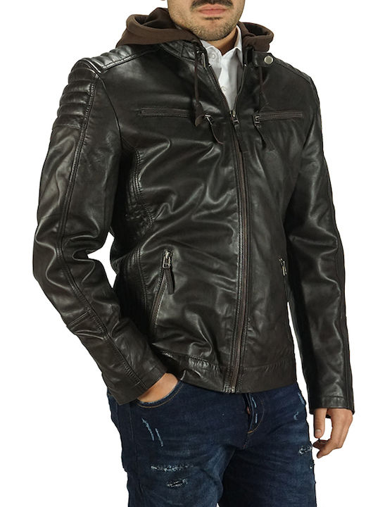 Bersaglio Men's Winter Leather Jacket CAFE