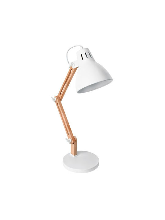 Spot Light Φωτιστικό Γραφείου με Σπαστό Βραχίονα για Ντουί E27 σε Λευκό Χρώμα
