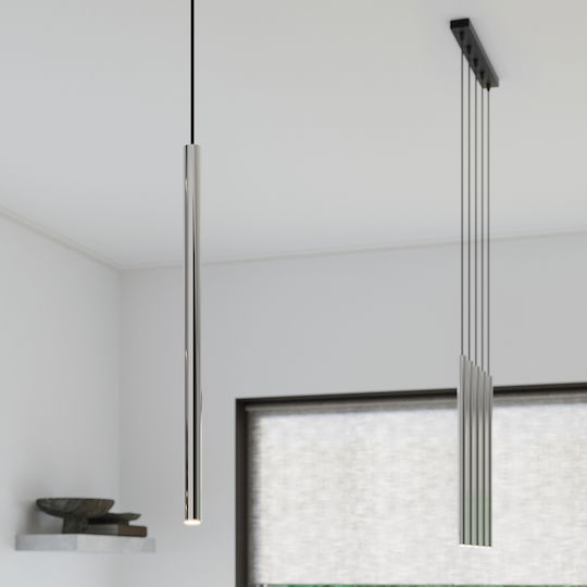 Sollux Pastelo Κρεμαστό Φωτιστικό Ασημί με Ντουί G9 8x8x100εκ.