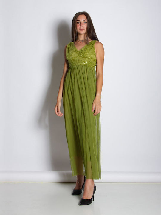 Hellen Batterr Mini Evening Dress Green