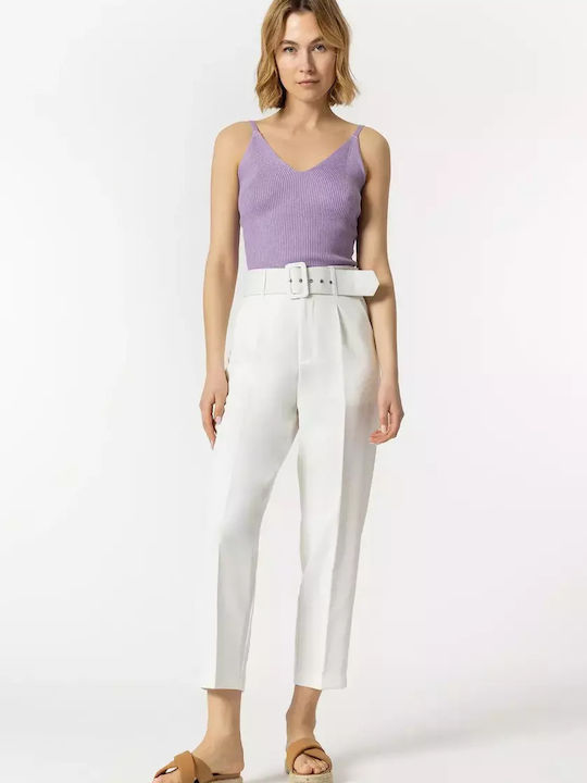 Women's High-waisted Chino Trousers Off-White.