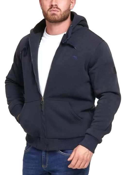 Duke Men's Sweatshirt Jacket with Hood and Pockets Blue Navy