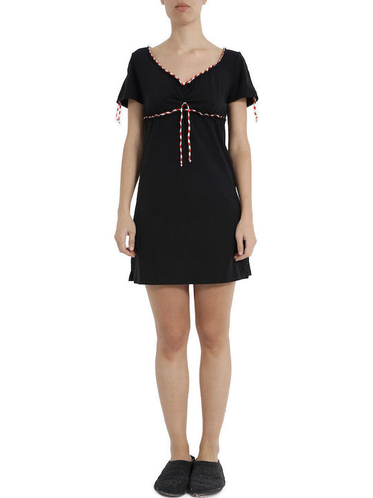 Pepita Winter Damen Nachthemd Nero