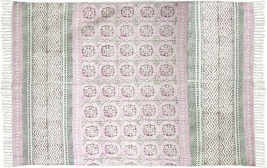 Zaros Block Print Rug Rectangular Cotton Pink/green