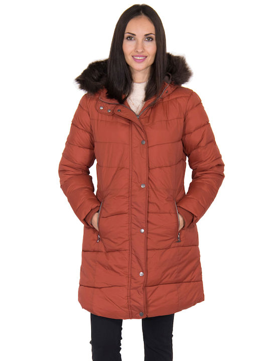 Byoung Κοντό Γυναικείο Puffer Μπουφάν για Χειμώνα 80219/DARK COPPER