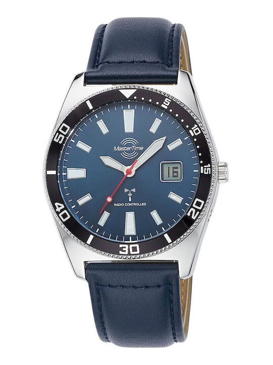 Master Time Ανδρικό Ρολόι 42mm Μπαταρίας με Ασημί Δερμάτινο Λουράκι