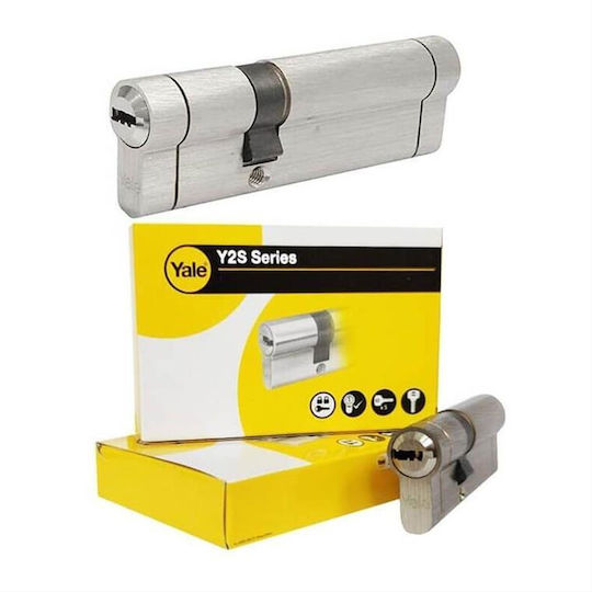 Yale Lock Cylinder Security 64mm with 5 Keys Silver