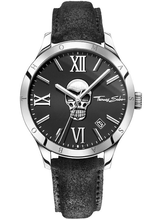 Thomas Sabo Rebel Ανδρικό Ρολόι 43mm Μπαταρίας με Ασημί Δερμάτινο Λουράκι