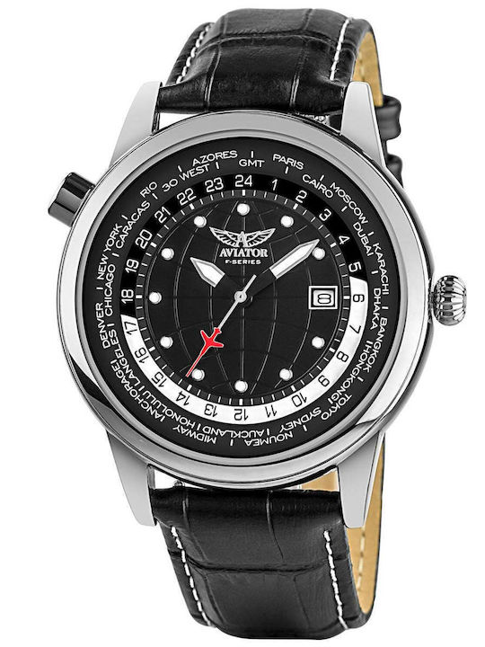 Aviator Ρολόι Μπαταρίας με Δερμάτινο Λουράκι Aviator Ρολόι Μπαταρίας με Δερμάτινο Λουράκι