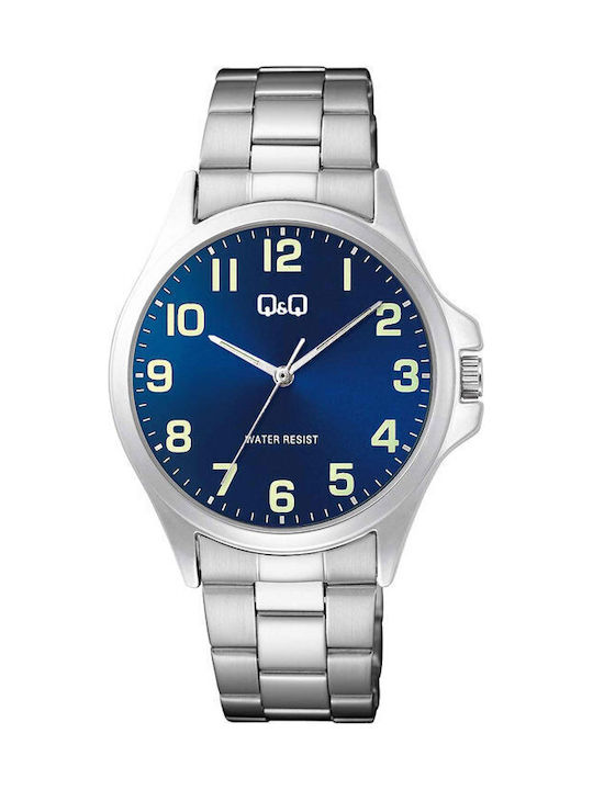 Q&Q Bracelet Herrenuhr Batterie mit Silber Metallarmband