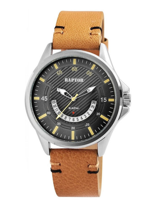 Raptor Men's Watch Battery with Brown / Brown Leather Strap