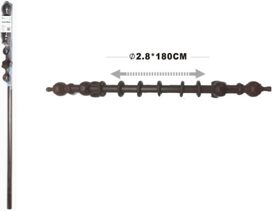 ForHome Wooden Curtain Pole Single Φ28mm 180cm Coffee